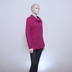 Chico's Cowl Neck Long Sleeve Cotton‎ Blend Sweater Women Size M